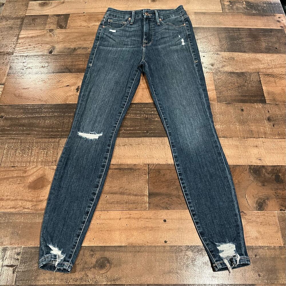 Good American Good Waist Chewed Hem Skinny Jeans Blue 349 - Picture 2 of 8